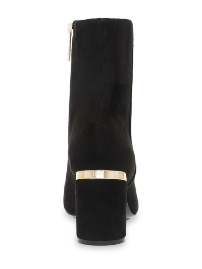 ANNE KLEIN Womens Black Metallic Goring Padded Crosby Pointed Toe Block Heel Zip-Up Heeled Boots 11