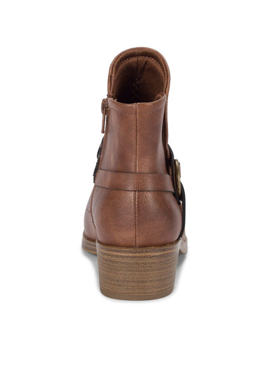 BARETRAPS Womens Brown Strappy O'ring Slip Resistant Padded Marshall Almond Toe Block Heel Zip-Up Booties 8 M