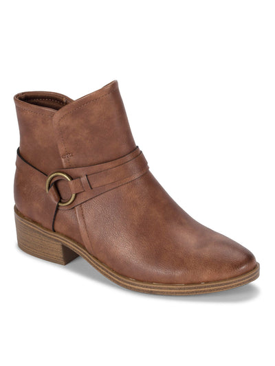 BARETRAPS Womens Brown Strappy O'ring Slip Resistant Padded Marshall Almond Toe Block Heel Zip-Up Booties 9.5 M