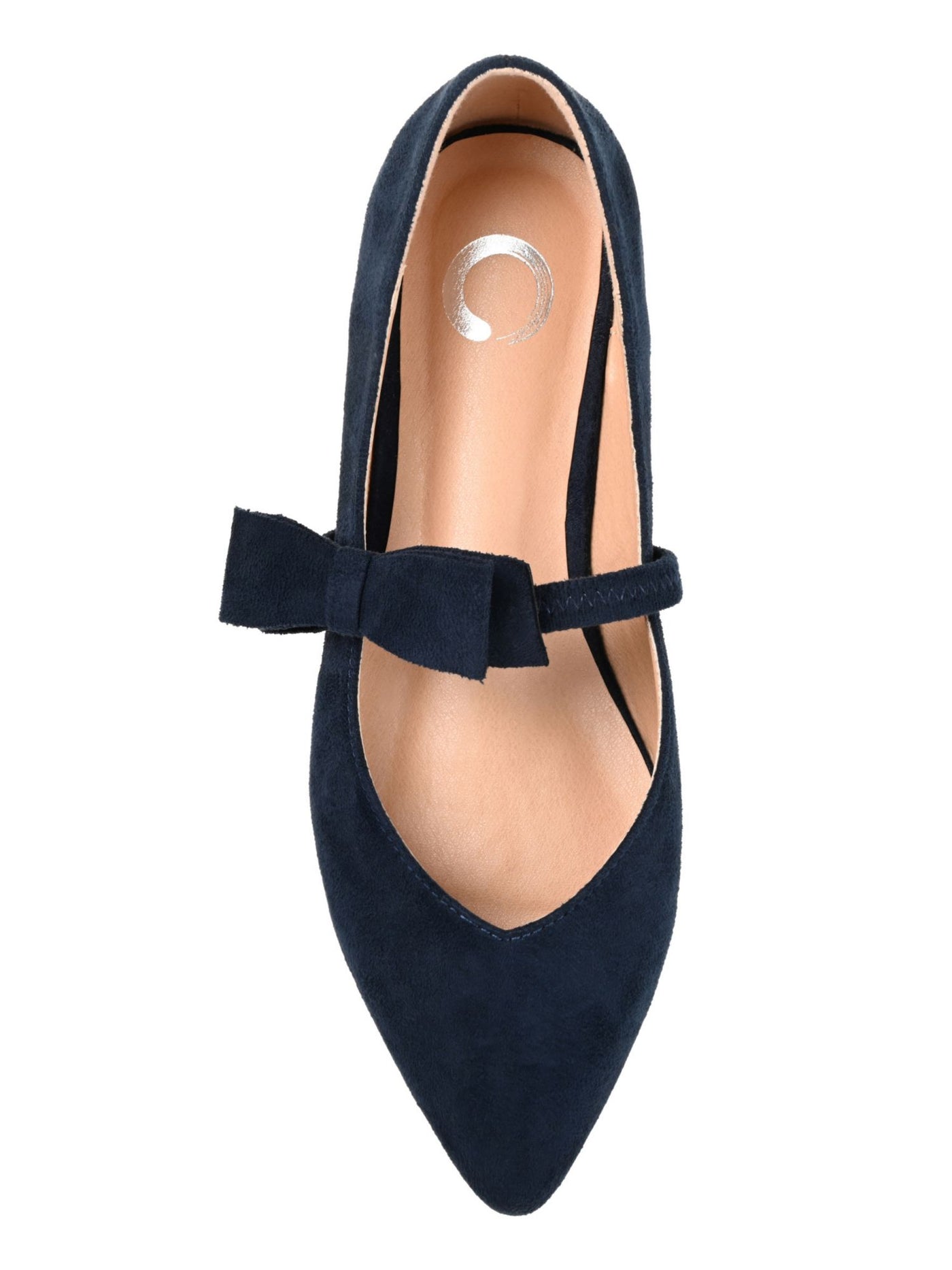 JOURNEE COLLECTION Womens Navy Bow Strap Mary Jane Goring Padded Aizlynn Pointed Toe Slip On Flats Shoes 7.5 M