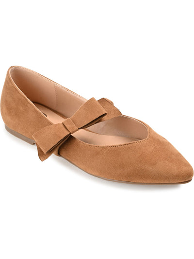 JOURNEE COLLECTION Womens Beige Bow Strap Mary Jane Goring Padded Aizlynn Pointed Toe Slip On Ballet Flats 9 M