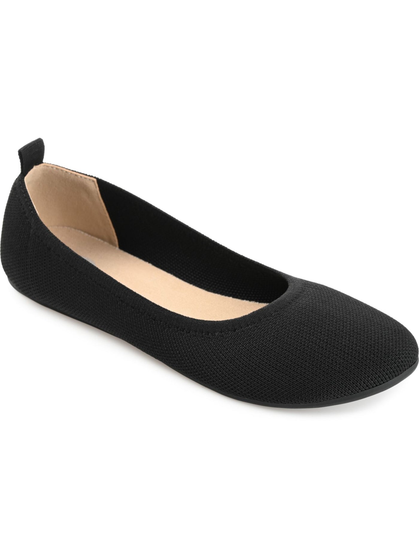 JOURNEE COLLECTION Womens Black Knit Back Pull-Tab Breathable Padded Jersie Round Toe Slip On Flats Shoes 9