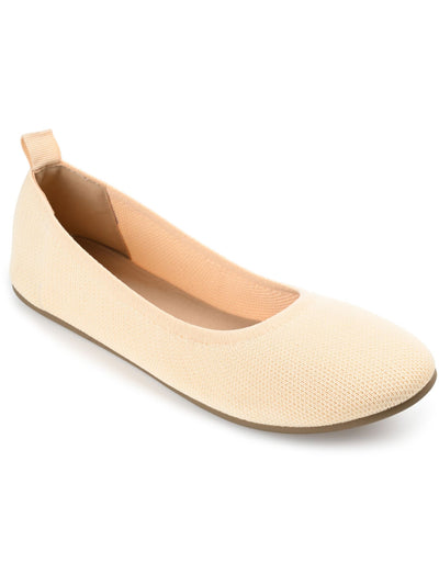 JOURNEE COLLECTION Womens Beige Knit Heel Pull-Tab Breathable Cushioned Jersie Round Toe Slip On Flats Shoes 9
