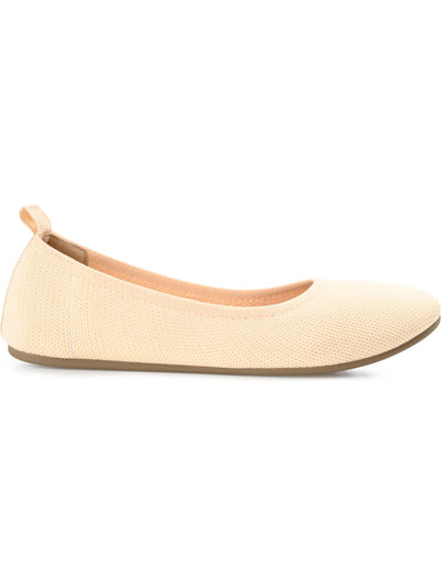 JOURNEE COLLECTION Womens Beige Knit Heel Pull-Tab Breathable Cushioned Jersie Round Toe Slip On Flats Shoes 9