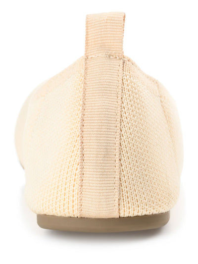 JOURNEE COLLECTION Womens Beige Knit Heel Pull-Tab Breathable Cushioned Jersie Round Toe Slip On Flats Shoes 9