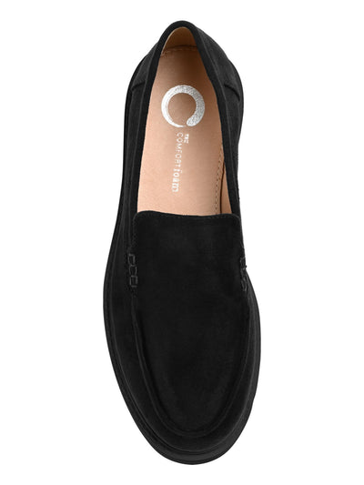 JOURNEE COLLECTION Womens Black Apron Toe Lug Sole Treaded Erika Round Toe Slip On Loafers Shoes 7 W