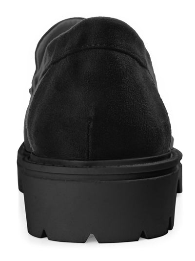 JOURNEE COLLECTION Womens Black Apron Toe Lug Sole Treaded Erika Round Toe Slip On Loafers Shoes 7 W