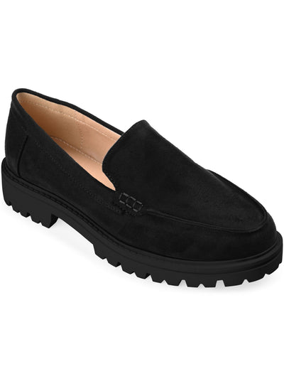 JOURNEE COLLECTION Womens Black Apron Toe Lug Sole Treaded Erika Round Toe Slip On Loafers Shoes 7 W