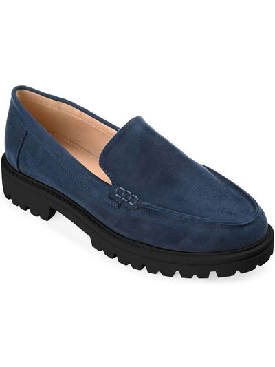 JOURNEE COLLECTION Womens Navy Moc Toe Lug Sole Padded Erika Round Toe Slip On Loafers Shoes 9.5