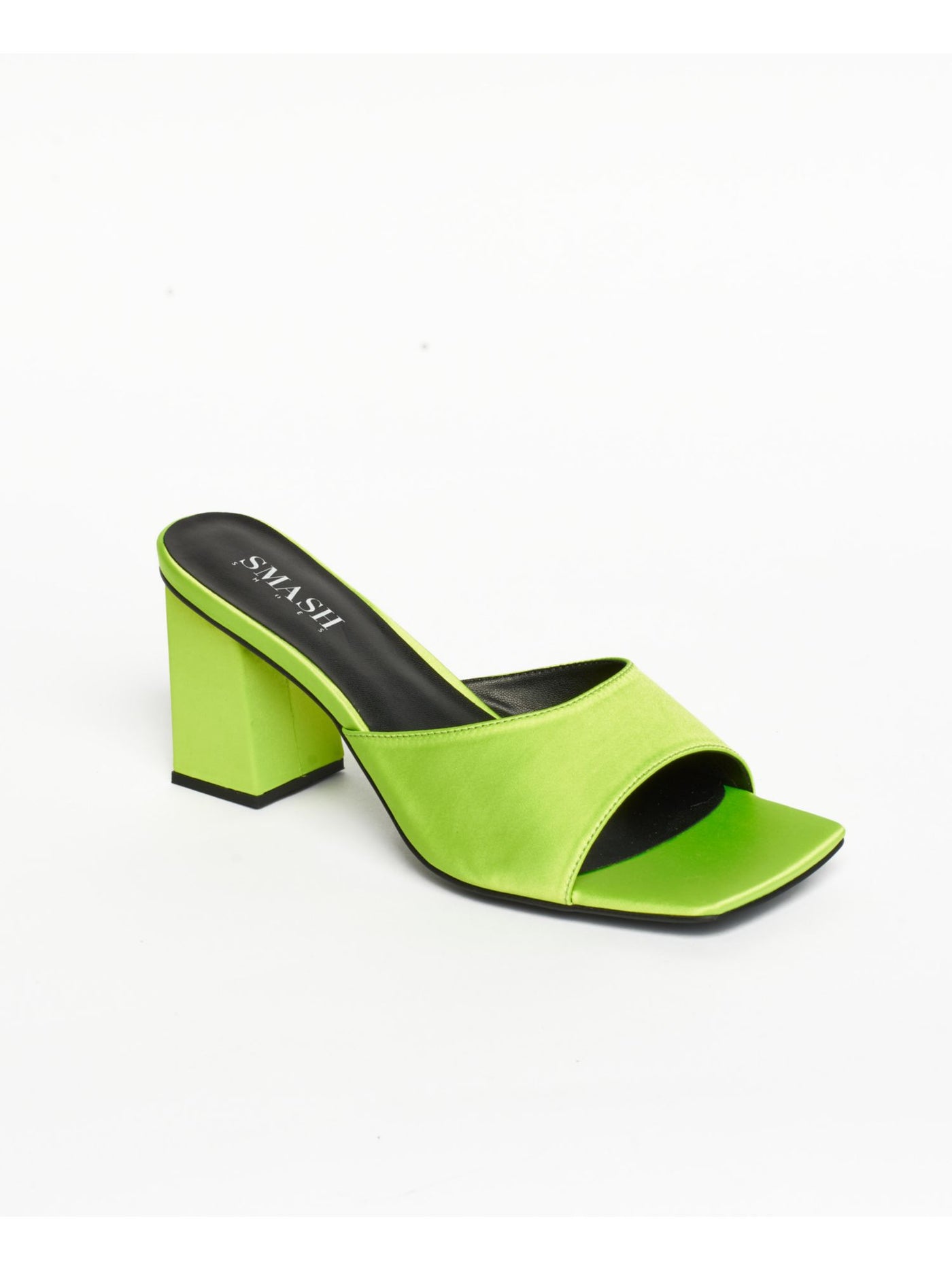 SMASH SHOES Womens Green Padded Jennifer Square Toe Block Heel Slip On Dress Heeled Sandal 13