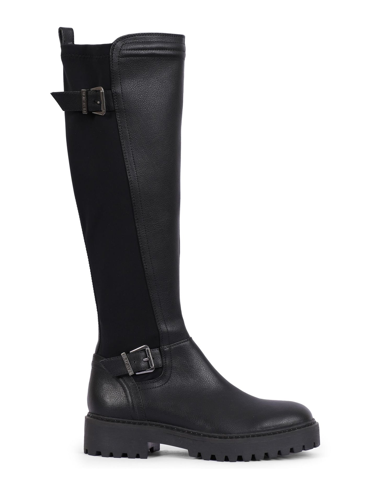 REACTION KENNETH COLE Womens Black Buckle Accent Stretch Salt Round Toe Block Heel Zip-Up Riding Boot 9