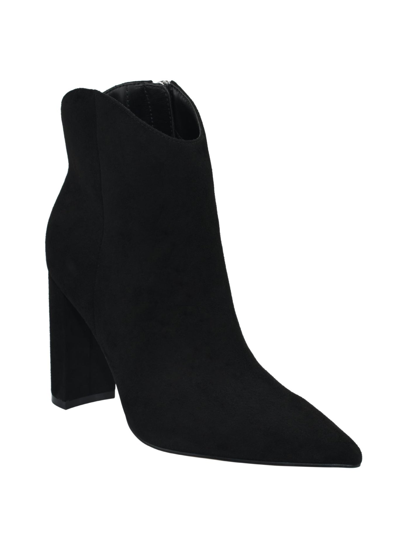 MARC FISHER Womens Black Curved Padded Lezari Pointed Toe Block Heel Zip-Up Western Boot 8 M