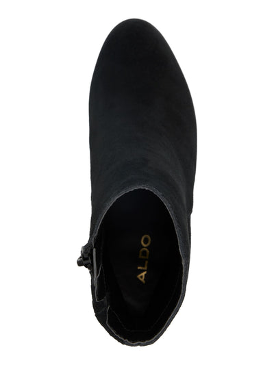 ALDO Womens Black Goring Padded Doria Almond Toe Block Heel Zip-Up Leather Booties 7