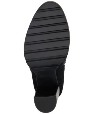 ALDO Womens Black Goring Padded Doria Almond Toe Block Heel Zip-Up Leather Booties