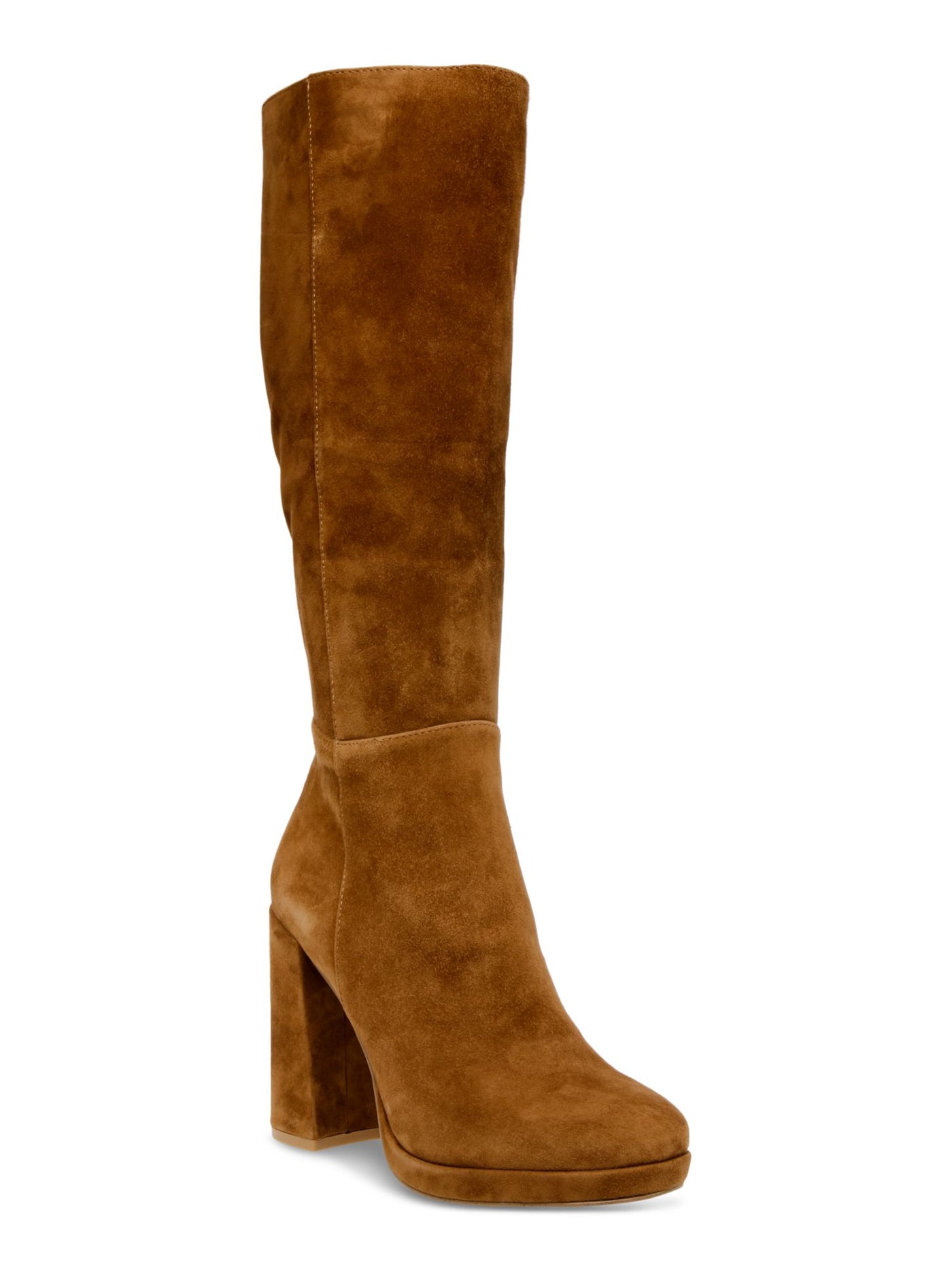 STEVE MADDEN Womens Brown Comfort Marcello Round Toe Block Heel Zip-Up Leather Dress Boots 9 M
