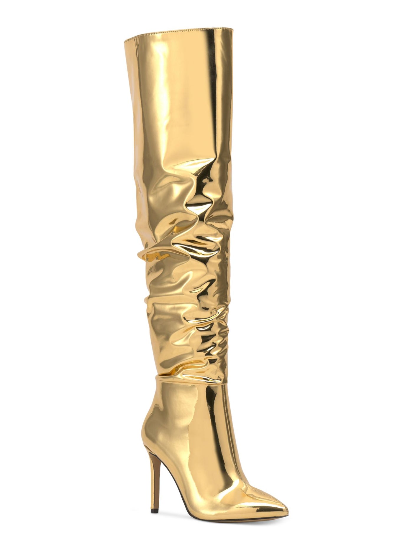 INC Womens Gold Cushioned Iyonna Pointed Toe Stiletto Zip-Up Dress Boots 6.5 M