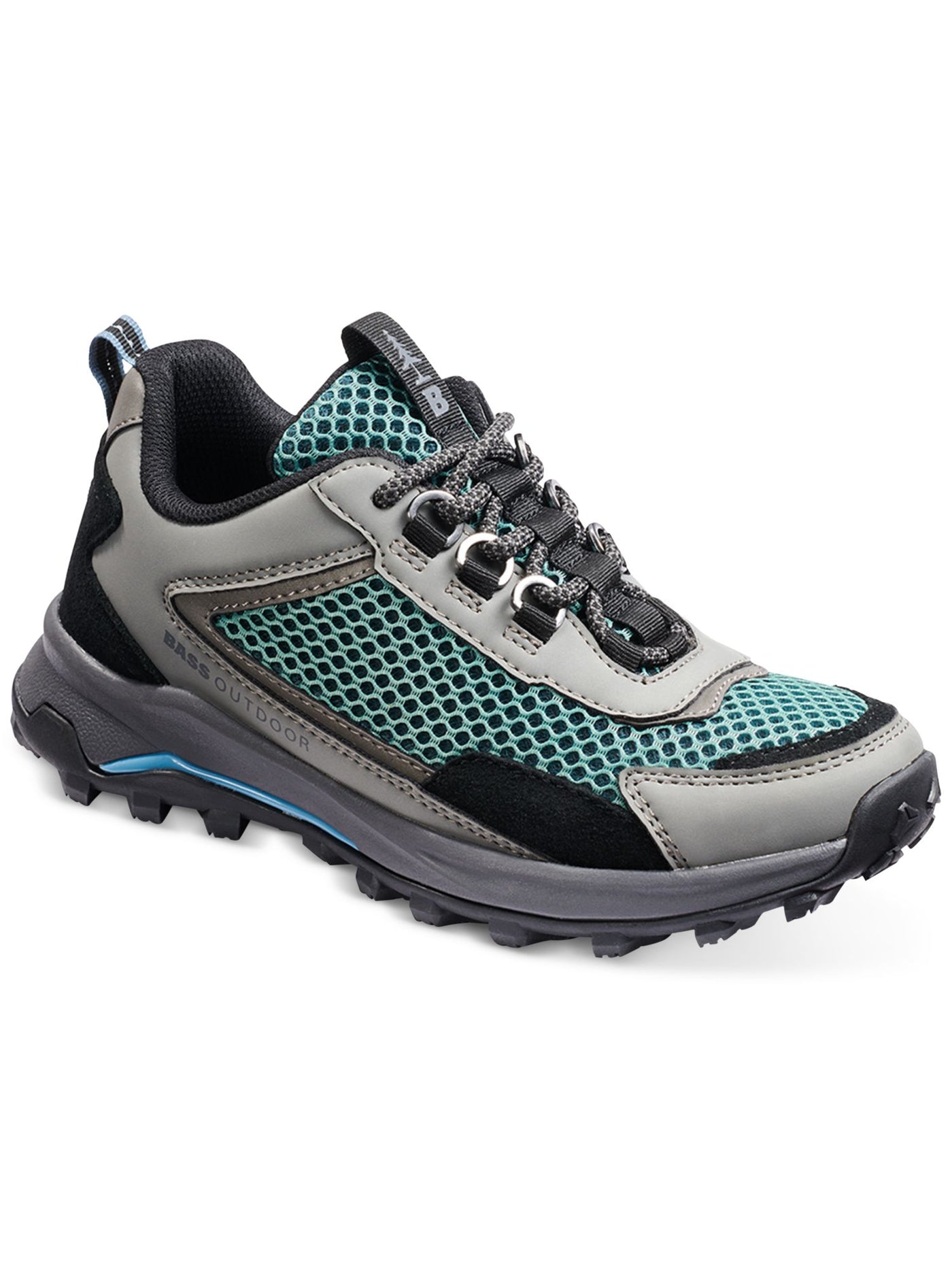 BASS OUTDOOR Womens Teal Mixed Media Breathable Lightweight Dual Pull-Tabs Hiker Removable Insole Cushioned Trek Round Toe Lace-Up Shootie 8 M