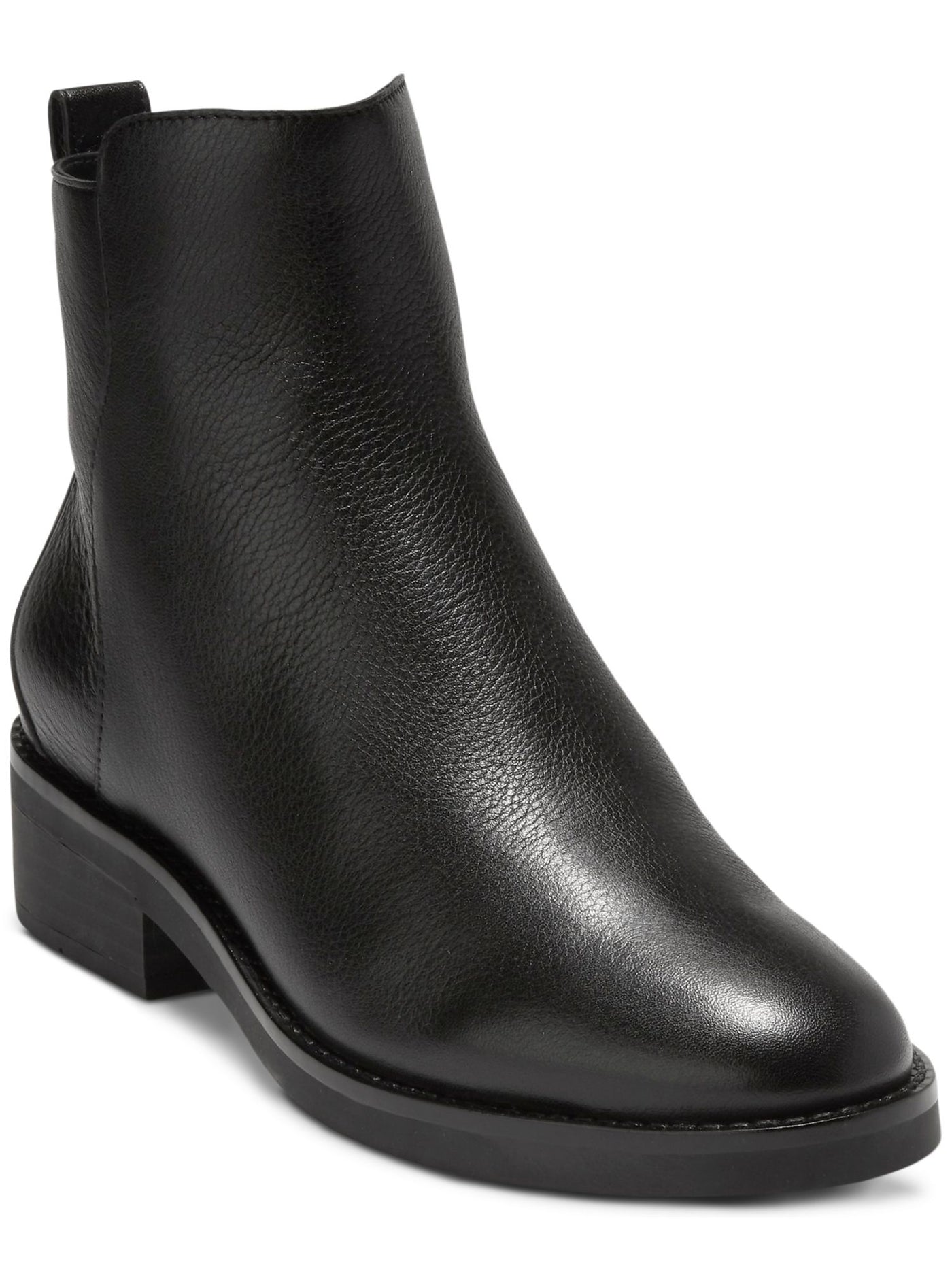 COLE HAAN Womens Black Padded River Almond Toe Block Heel Zip-Up Leather Booties 5.5 B