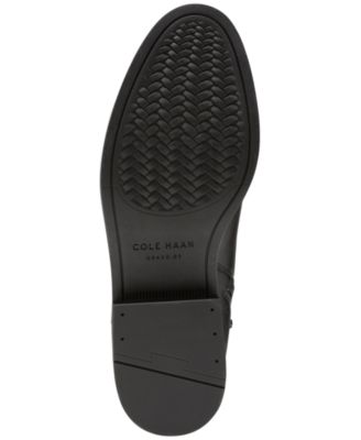 COLE HAAN Womens Black Padded River Almond Toe Block Heel Zip-Up Leather Booties B