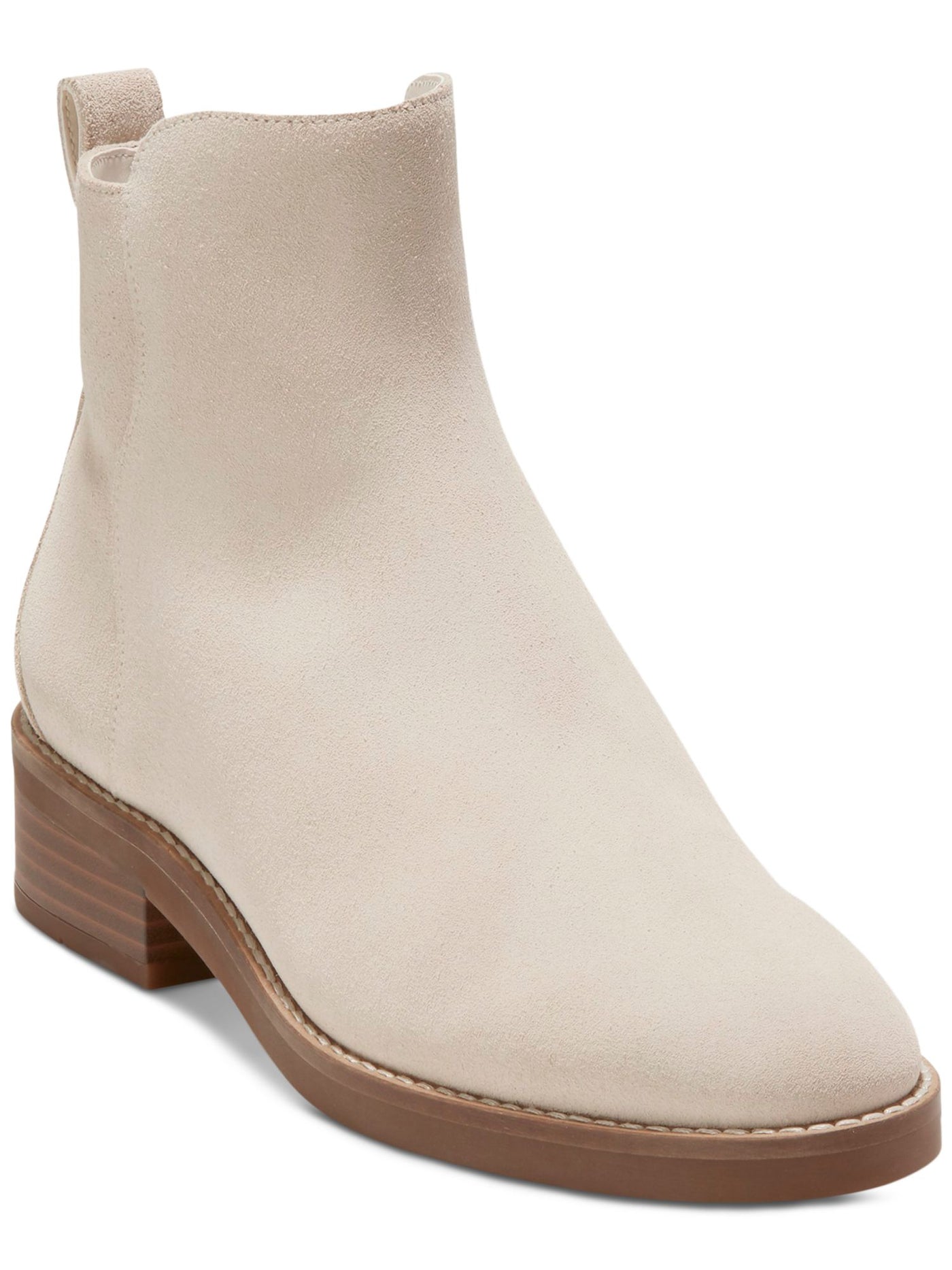 COLE HAAN Womens Ivory Waterproof Cushioned River Almond Toe Block Heel Zip-Up Leather Chelsea 9.5 B