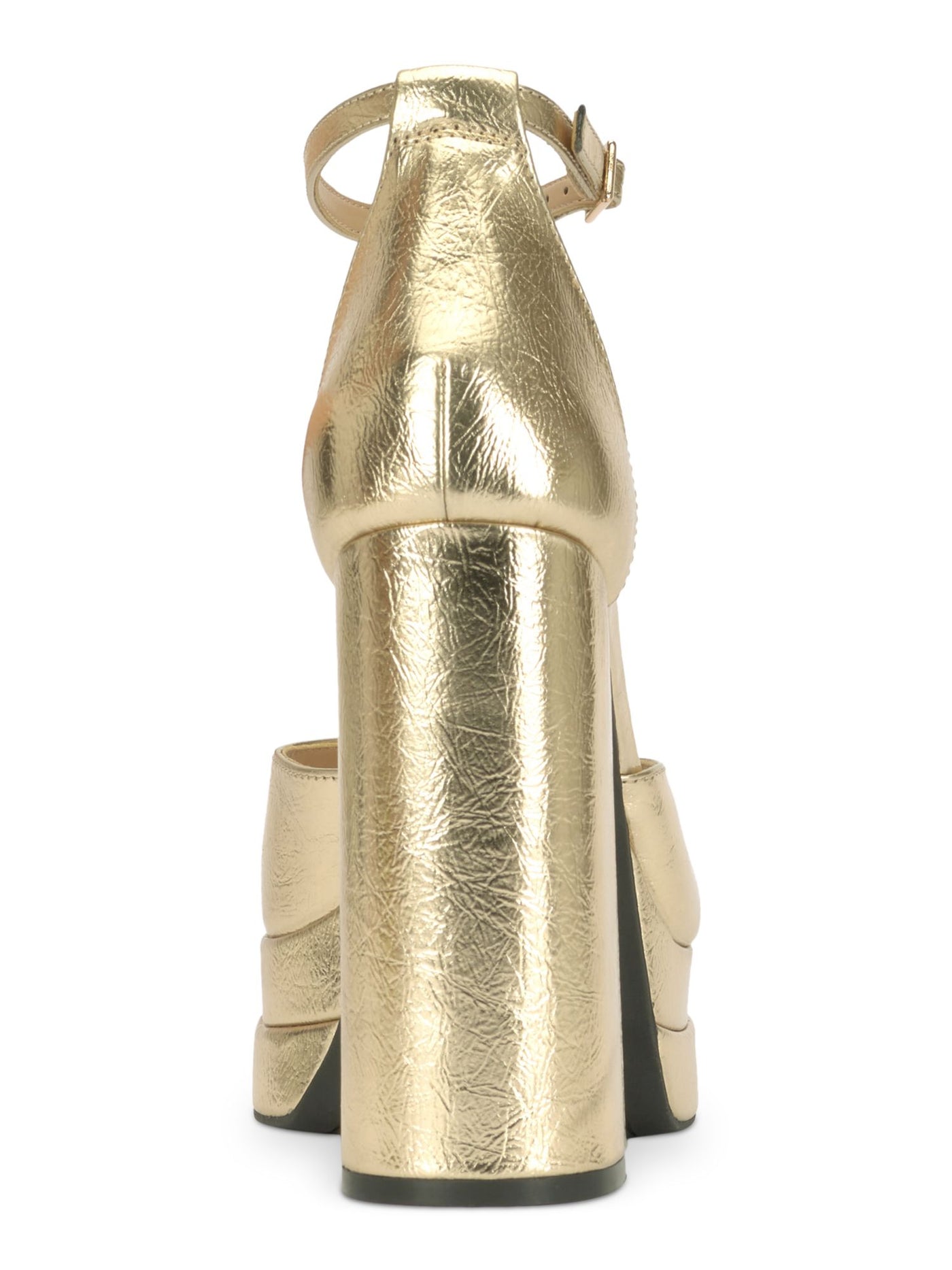 INC Womens Gold 1-1/2" Platform Metallic Adjustable Arya Round Toe Block Heel Buckle Dress Heeled Sandal 6.5 M