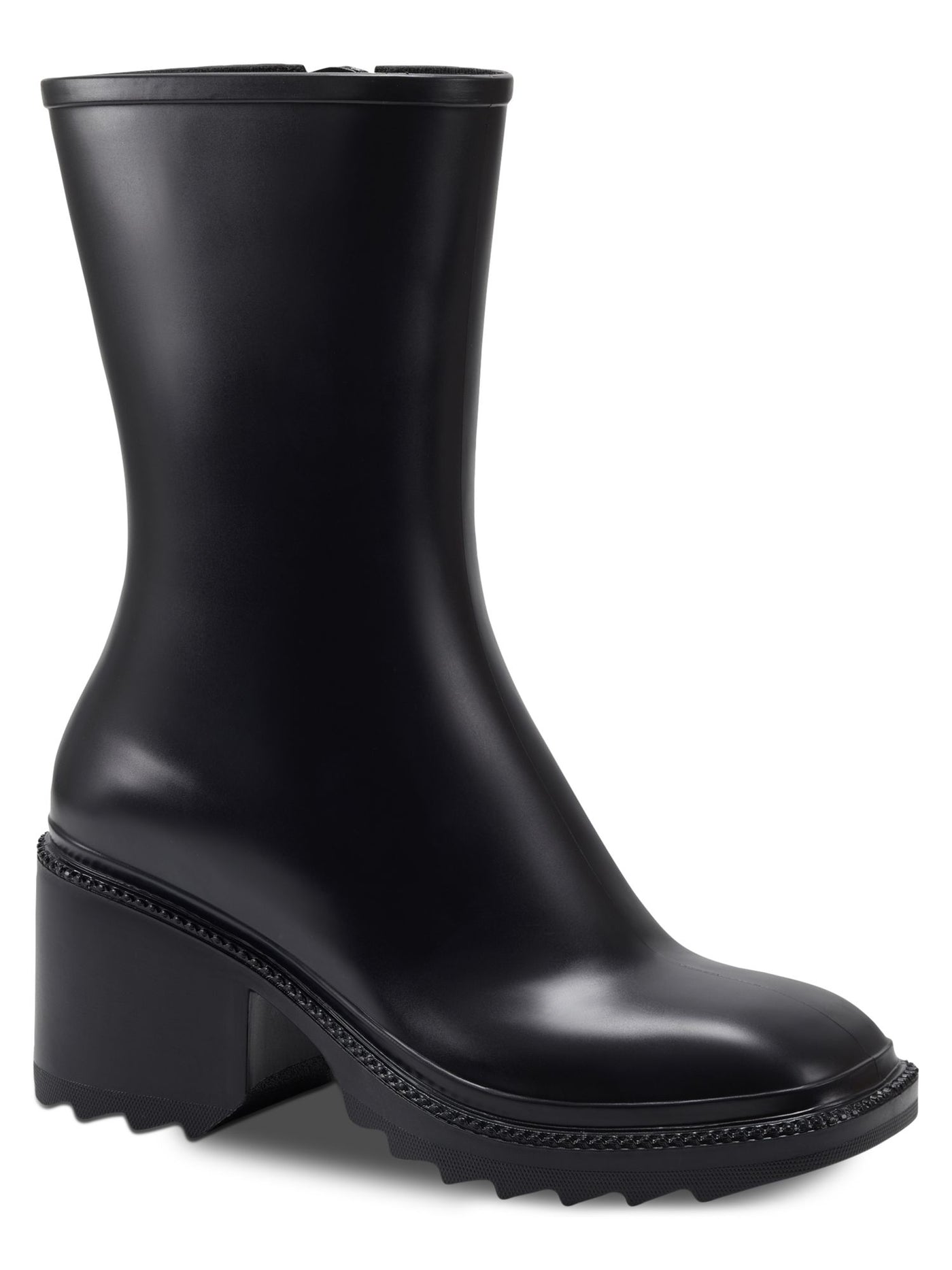 INC Womens Black Cushioned Everett Square Toe Block Heel Zip-Up Rain Boots 10 M