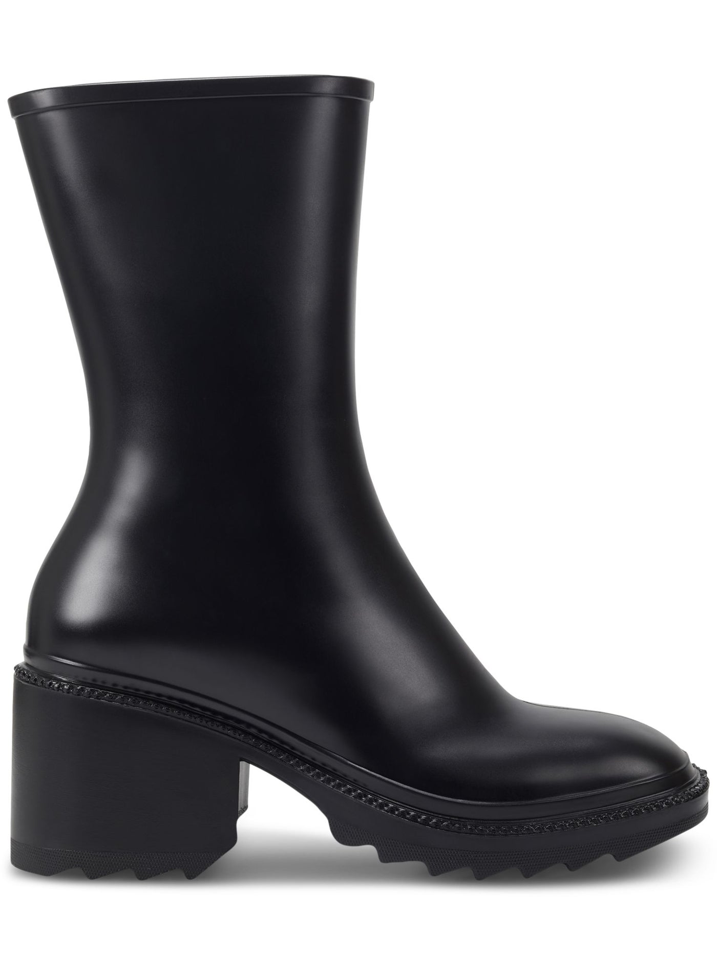 INC Womens Black Cushioned Everett Square Toe Block Heel Zip-Up Rain Boots 8 M