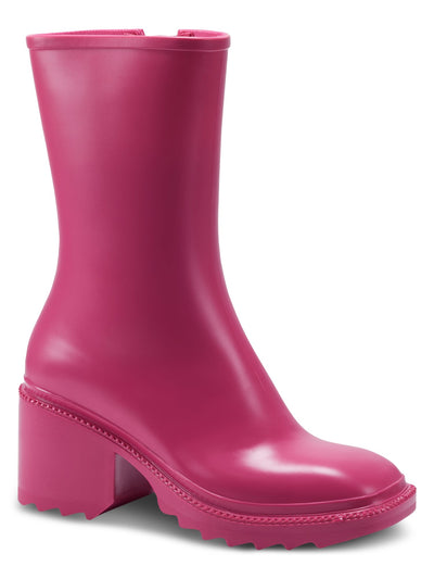 INC Womens Pink Cushioned Everett Square Toe Block Heel Zip-Up Rain Boots 6 M