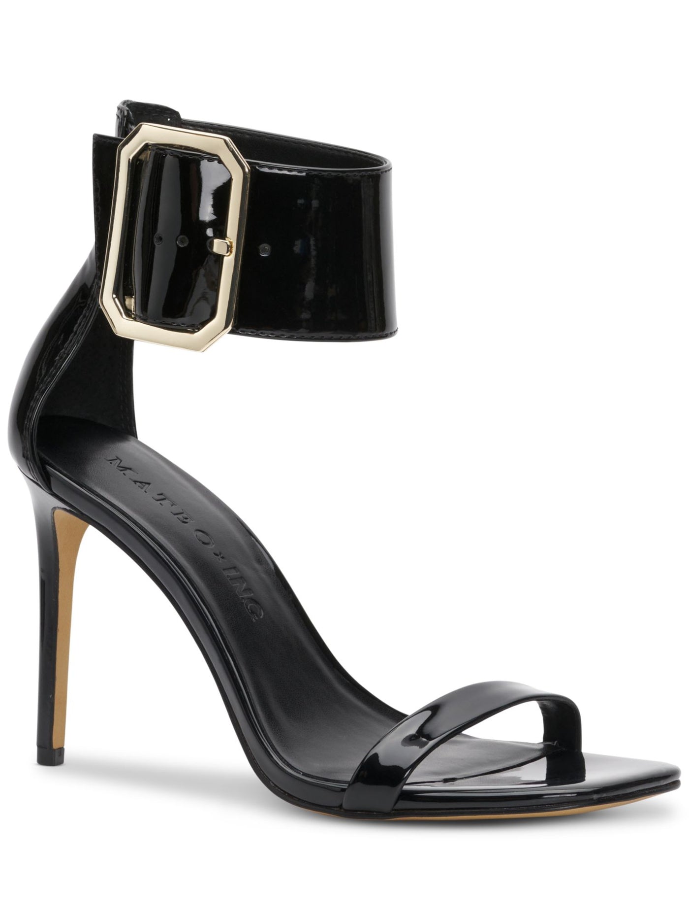 MATEO BY INC Womens Black Ankle Strap Padded Melodie Square Toe Stiletto Buckle Dress Heeled Sandal 6.5 M