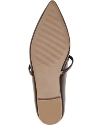 JOURNEE COLLECTION Womens Brown Chain Accent Mary Jane Padded Metinaa Pointed Toe Slip On Ballet Flats