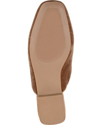 JOURNEE COLLECTION Womens Beige Buckle Accent Padded Sonnia Square Toe Slip On Dress Mules