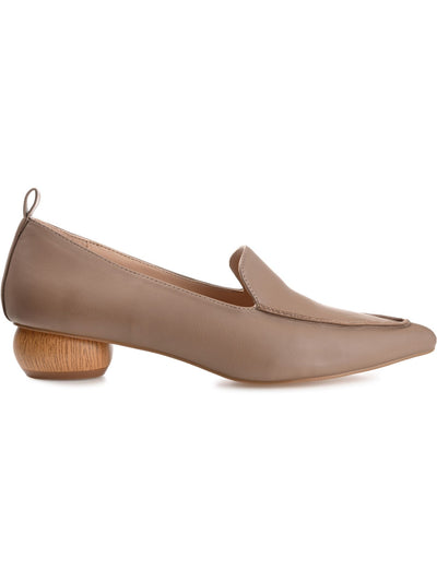 JOURNEE COLLECTION Womens Brown Heel Pull-Tab Padded Maggs Pointed Toe Block Heel Slip On Loafers Shoes 8 M