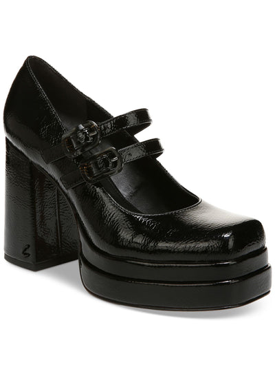 CIRCUS BY SAM EDELMAN Womens Black 1-1/2" Platform Cushioned Pepper Square Toe Block Heel Buckle Dress Mary Jane 9.5 M