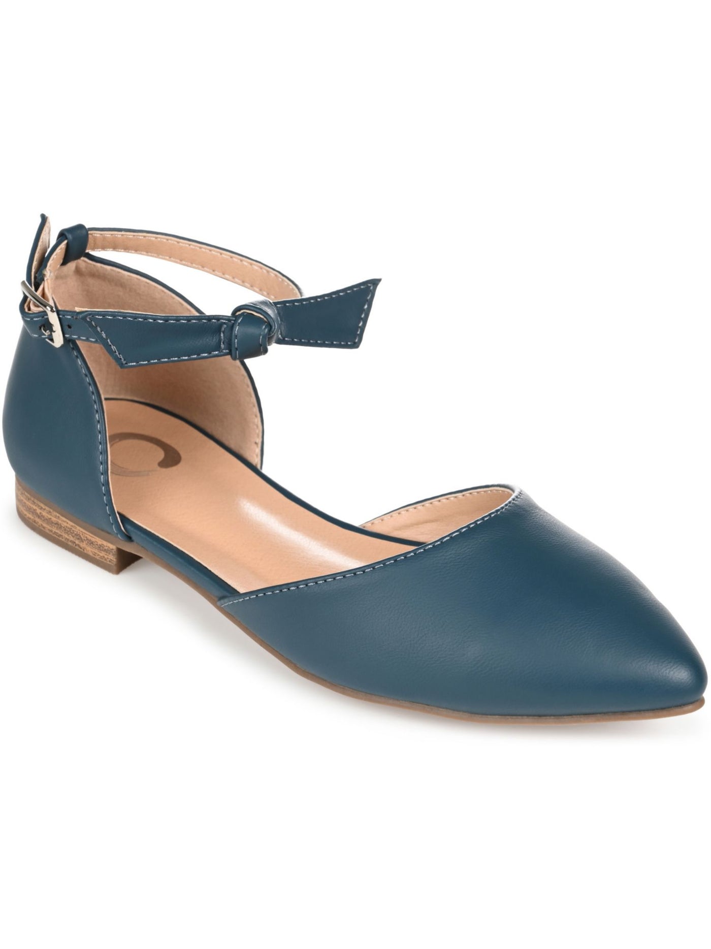JOURNEE COLLECTION Womens Teal Padded Bow Accent D Orsay Vielow Almond Toe Buckle Flats Shoes 8 W