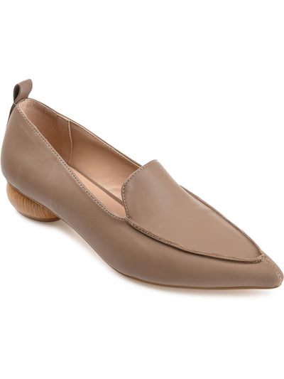 JOURNEE COLLECTION Womens Brown Heel Pull-Tab Padded Maggs Pointed Toe Block Heel Slip On Loafers Shoes 8 M