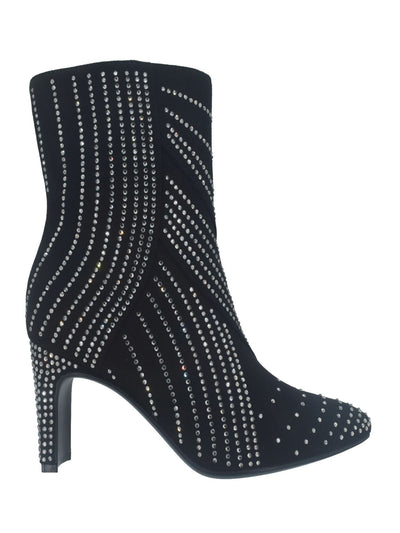 IMPO Womens Black Embellished Vareli Pointed Toe Block Heel Zip-Up Dress Boots 9 M