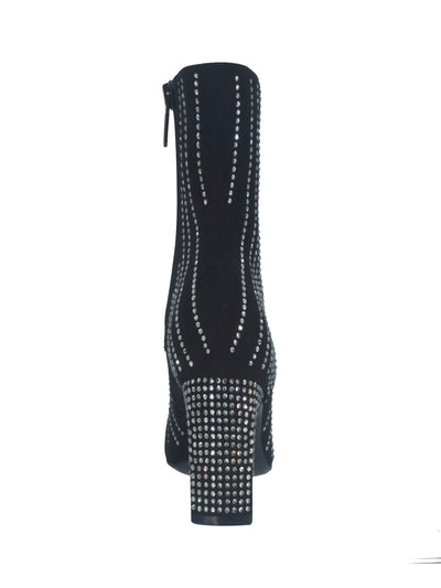 IMPO Womens Black Embellished Vareli Pointed Toe Block Heel Zip-Up Dress Boots 6 M