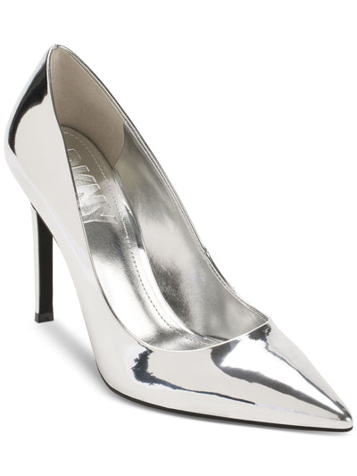 DKNY Womens Silver Padded Metallic Mabi Pointed Toe Stiletto Slip On Dress Pumps Shoes 11 M