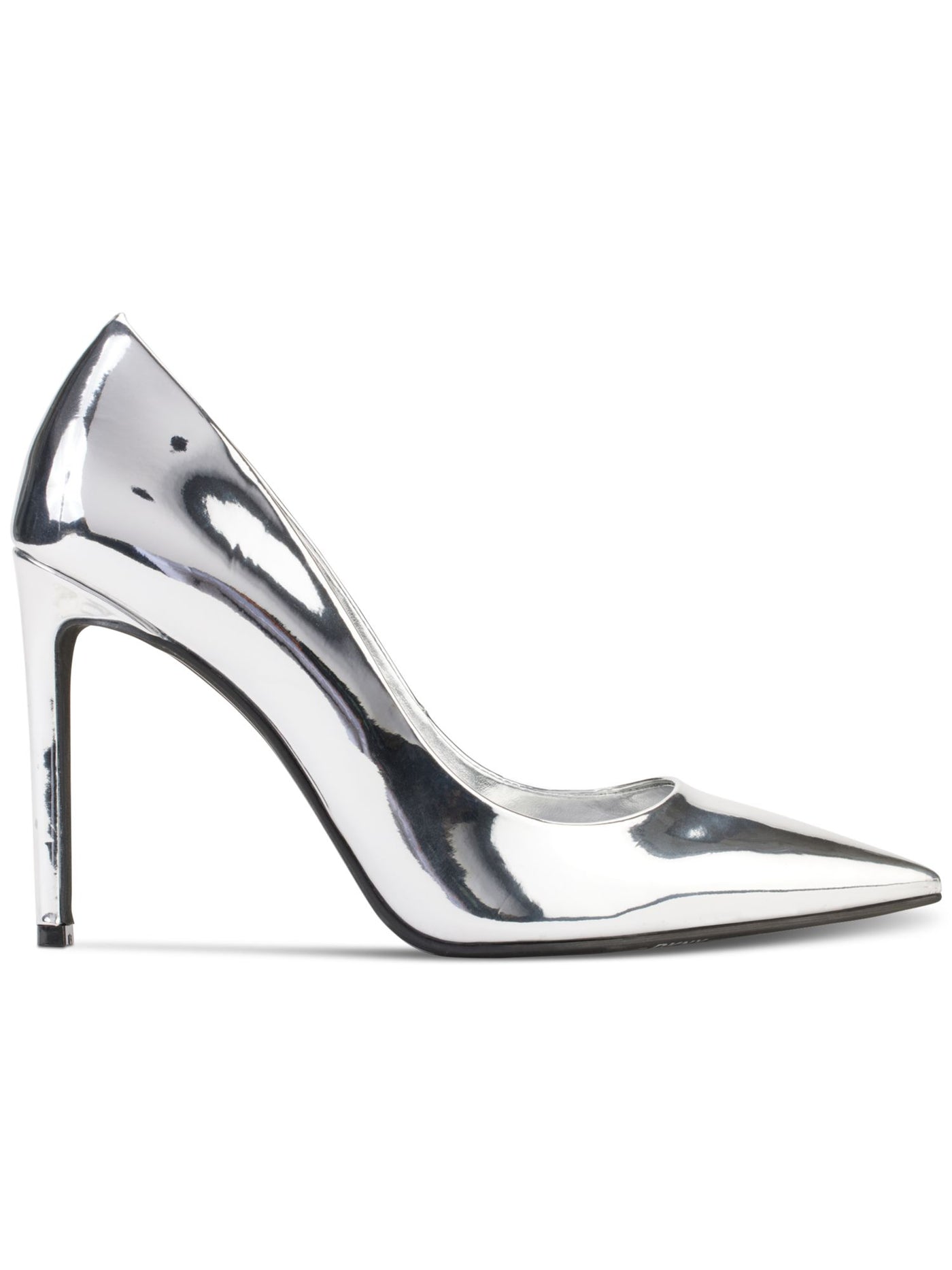 DKNY Womens Silver Padded Metallic Mabi Pointed Toe Stiletto Slip On Dress Pumps Shoes 9.5 M