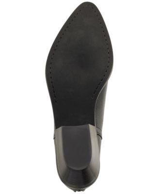 DKNY Womens Black Comfort Raelani Almond Toe Block Heel Zip-Up Leather Boots Shoes