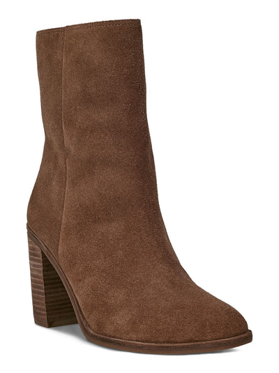 ZODIAC Womens Brown Comfort Pinlope Round Toe Block Heel Zip-Up Leather Booties 8.5 M