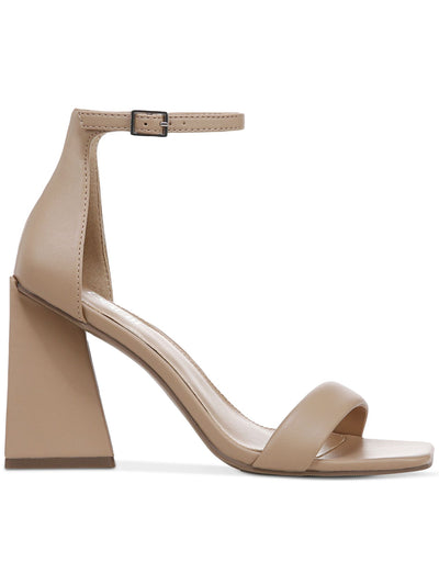 BAR III Womens Beige Ankle Strap Padded Appel Square Toe Flare Buckle Dress Heeled Sandal 8.5 M