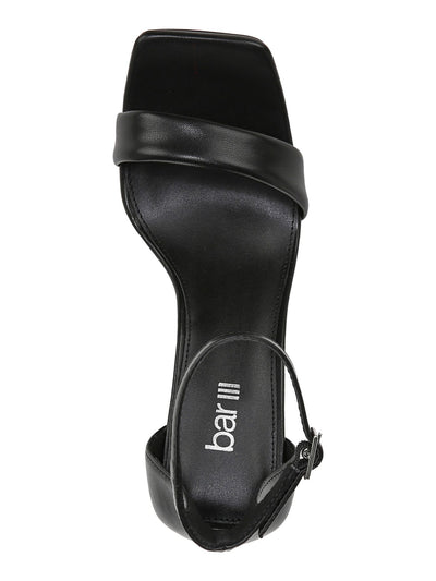 BAR III Womens Black Ankle Strap Padded Appel Square Toe Flare Buckle Dress Heeled Sandal 8.5 M