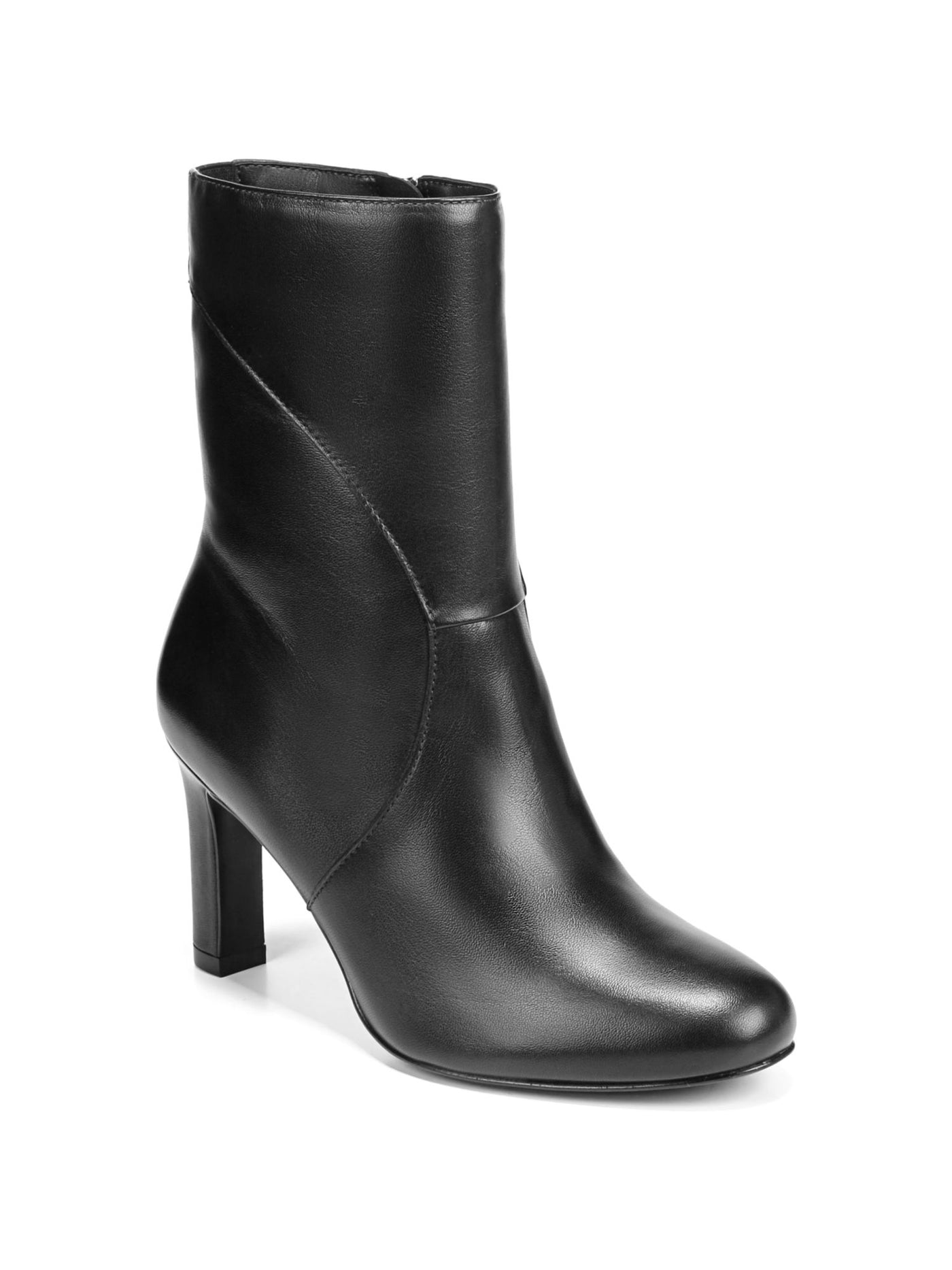 NATURALIZER Womens Black Cushioned Harlene Round Toe Zip-Up Leather Dress Boots 8 M