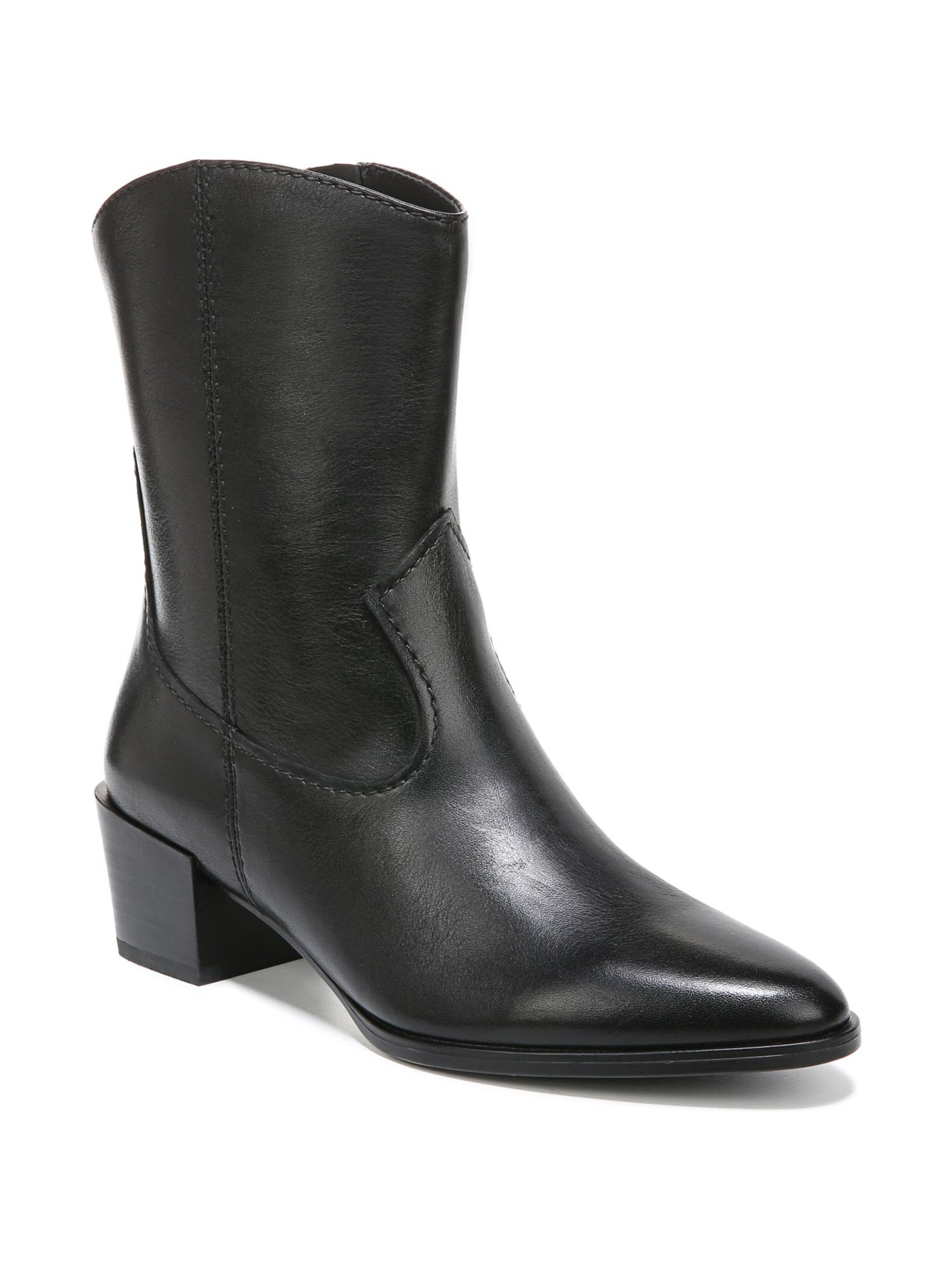 NATURALIZER Womens Black Padded Gaby Almond Toe Block Heel Zip-Up Leather Western Boot 8.5 M