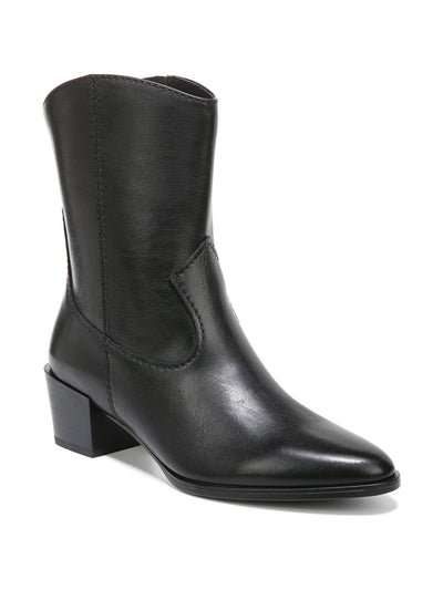 NATURALIZER Womens Black Padded Gaby Almond Toe Block Heel Zip-Up Leather Western Boot 6 M