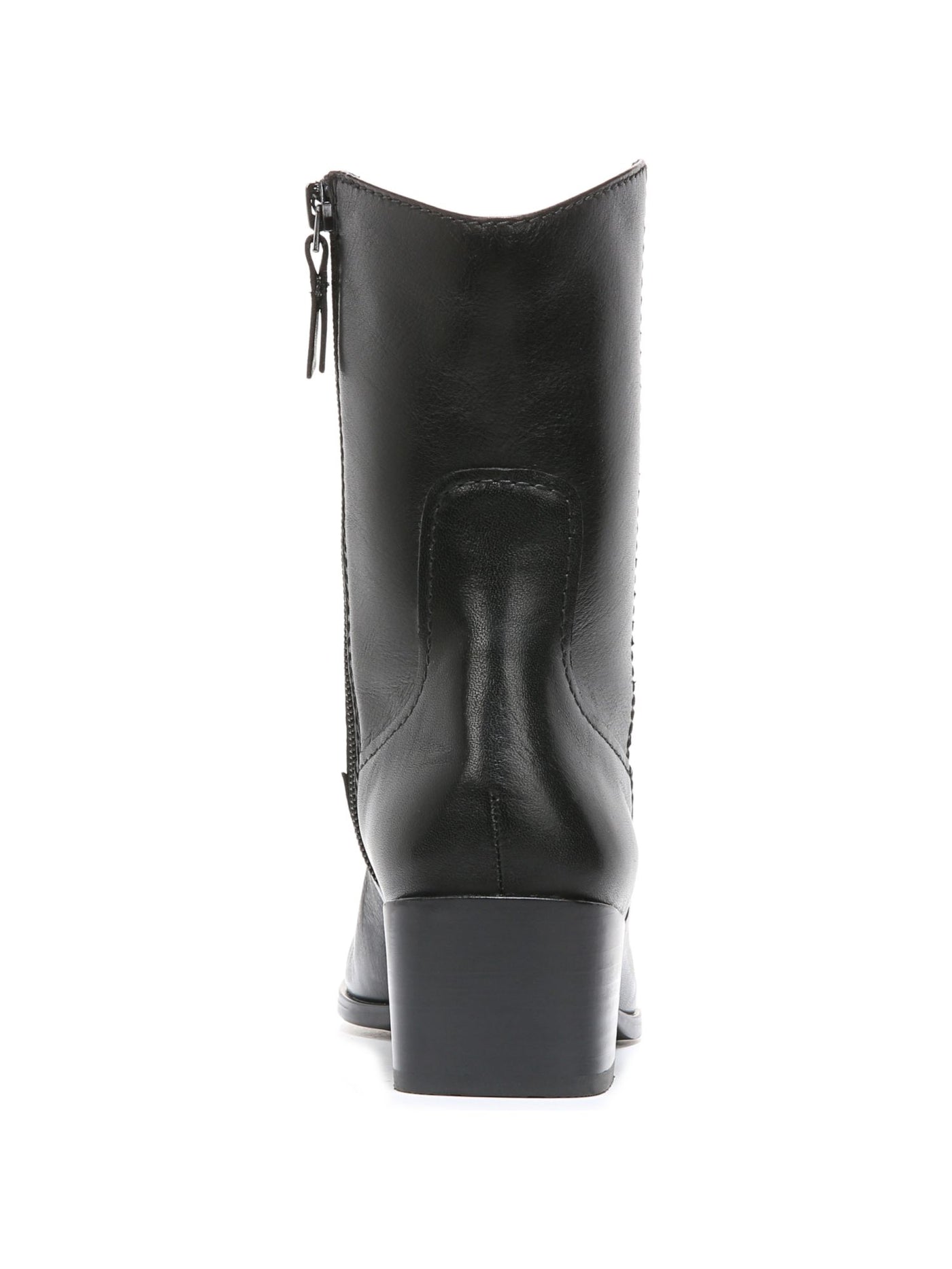 NATURALIZER Womens Black Padded Gaby Almond Toe Block Heel Zip-Up Leather Western Boot 7 M