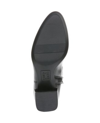 NATURALIZER Womens Black Padded Gaby Almond Toe Block Heel Zip-Up Leather Western Boot M