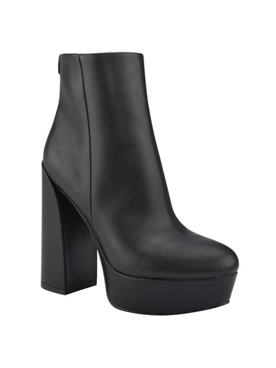 GUESS Womens Black Comfort Crafty Round Toe Block Heel Zip-Up Booties 8.5 M