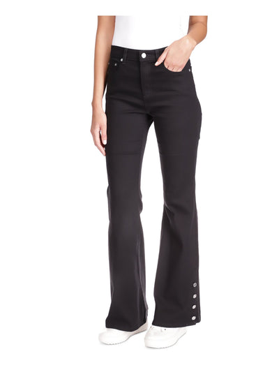 MICHAEL KORS Womens Black Zippered Pocketed Button Detail Cuffs High Waist Jeans 8
